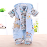 儿童套装0-1-2岁男女宝宝冬装5-6个月棉衣三件套冬季加厚婴儿衣服