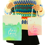 韩国油画款礼品包装袋礼物收纳袋手提绳纸袋纸袋子新年年货礼品袋
