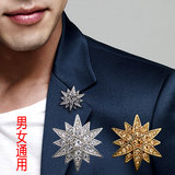 韩版水钻金色六芒星潮男士胸针 个性时尚西服衬衫领针