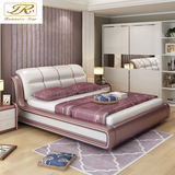 皮床双人床家具软体床皮艺床现代简约床1.5米1.8米婚床实木真皮床
