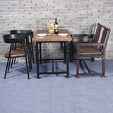美式铁艺复古酒吧桌椅做旧咖啡厅餐桌椅休闲餐吧卡座沙发桌椅组合