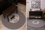 原单麋鹿圆形地垫 美式乡村地毯  客厅入户地毯麋鹿编织毯 装饰毯