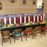 新品实木复古咖啡厅桌椅奶茶甜品店西餐厅酒吧桌椅餐厅餐桌椅组合