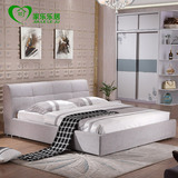 新款式实木床 现代布艺床 布床 橡木床婚床双人床可拆洗床