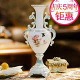 欧式奢华创意实用双耳花瓶摆件客厅餐桌茶几家居装饰品工艺品摆设