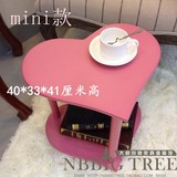 现代简约田园实木粉红色心形小茶几电话创意家具沙发边桌小桌子
