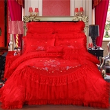 婚庆四件套大红结婚床上用品六件八件十件套新婚庆床品包邮