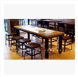 美式乡村LOFT工业风格复古铁艺实木餐桌椅复古松木办公桌会议桌