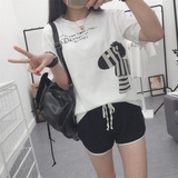 2016韩国夏季新款女装学生宽松大码圆领纯棉上衣潮半袖短袖女T恤
