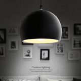美式简约餐厅吊灯单个铝吊灯创意灯罩工业艺术时尚黑色白色小吊灯