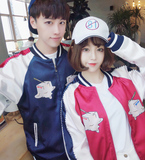 2016秋装新款韩版学院风情侣装棒球服男女宽松立领外套