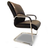 厂家直销真牛皮电脑椅时尚不锈钢办公班前椅接待洽谈会议椅弓型椅
