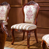 欧式餐椅美式实木雕花洽谈椅简约法式布艺酒店椅 新古典别墅椅子