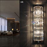 新款酒店大堂长条水晶壁灯 售楼部大厅电视背景墙创意壁灯可定制