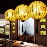 新中式吊灯 布艺古典手绘吧台茶楼客厅复式楼梯工程圆球灯笼包邮