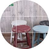 复古酒吧凳时尚咖啡屋椅子店铺实木圆凳创意餐厅餐桌凳子杉木凳子