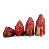 中式婚鞋民族风平底鞋旗袍鞋传统单鞋布鞋禾秀服鞋红色新娘鞋