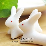 韩国文具 批发 纯白小兔筷子架 手绘陶瓷餐具 筷架筷托