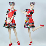 秋季新款少数民族舞台演出表演服装女苗族舞蹈彝族短裙套装