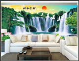 景墙壁画简约客厅卧室山水风景无缝3D立体大型定制墙画中式电视背
