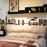客厅沙发背景墙壁个性时尚城市剪影卧室床头装饰贴画可移除墙贴纸