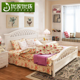 韩式田园床公主卧室家具双人板式床欧式高箱体1.5米1.8创意结婚床