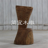 创意手工雕刻座椅木墩实木酒吧凳子原木设计师脚凳bar stool RIVA