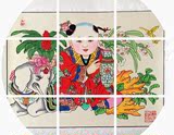 天津杨柳青年画木板宣纸手绘中尺寸画轴万象更新娃娃民俗特色礼品