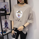 韩国宽松短袖T恤女夏装2016新款潮 学生少女装上衣服大码卡通半袖
