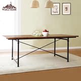 美式LOFT铁艺实木餐桌北欧仿古组装办公桌工作台罗马柱支架咖啡桌