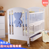 乖贝比婴儿床实木多功能宝宝床白色欧式新生儿床变书桌抽屉带蚊帐