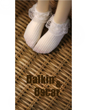 Daikin&Oscar SD/BJD娃娃衣服 白色复古蕾丝竖纹缕空弹棉短筒袜