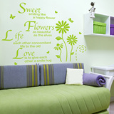定制颜色创意温馨花朵英文墙贴纸卧室客厅墙壁贴画玻璃门窗户贴花