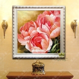 花卉手绘油画现代客厅中欧式装饰画餐厅卧室玄关挂画壁画富贵牡丹