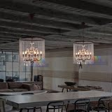 美式乡村新款帘子水晶创意个性复古工业吊灯客厅餐厅咖啡厅灯