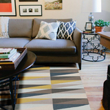 高端客厅卧室抽象地毯几何新中式地毯现代简约彩色格子地毯花纹
