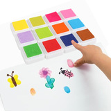 正方形彩色印台印章印泥幼儿园儿童手指纹画手工材料玩具EF25200