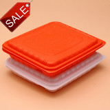 一次性连体四格餐盒加厚橙/白色外卖饭盒微波塑料环保快餐盒300个