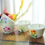 泊杜唐山骨瓷碗4件套装4.5寸米饭碗汤碗面碗韩式陶瓷餐具清新小花