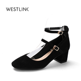Westlink西遇女鞋2016秋季新款浅口圆头中跟方根玛丽珍女单鞋潮