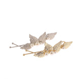 【夏天家】韩国日本文艺复古欧美珍珠叶子金色银色实用发夹扭扭夹