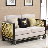 新中式小户型三人布艺沙发新古典全实木简约现代组合客厅禅意家具