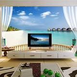 3D电视新款背景墙纸无纺布壁纸大型壁画简欧式客厅卧室影视墙海景