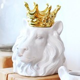 加拿大IMM Living创意陶瓷摆件家居饰品礼品收纳皇冠狮子罐