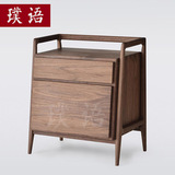 璞语现代新中式禅意全实木床头柜老榆木仿古中式床边收纳柜储物柜