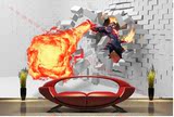 LOL英雄联盟火男3D穿墙效果网络会所网吧网咖装饰背景海报墙贴画