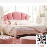 韩式软包粉色儿童公主床法式实木单人双人女孩床套房组合定制家具