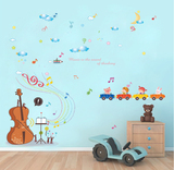 可移除音乐小提琴音符墙贴画儿童房幼儿园墙壁卧室装饰画自粘贴画
