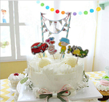创意生日蛋糕插旗派对装扮甜品桌布置插牌宝宝生日蛋糕卡通装饰