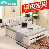 实木床1.8米1.5米简易白色1.2单人床简约现代储物床经济型双人床